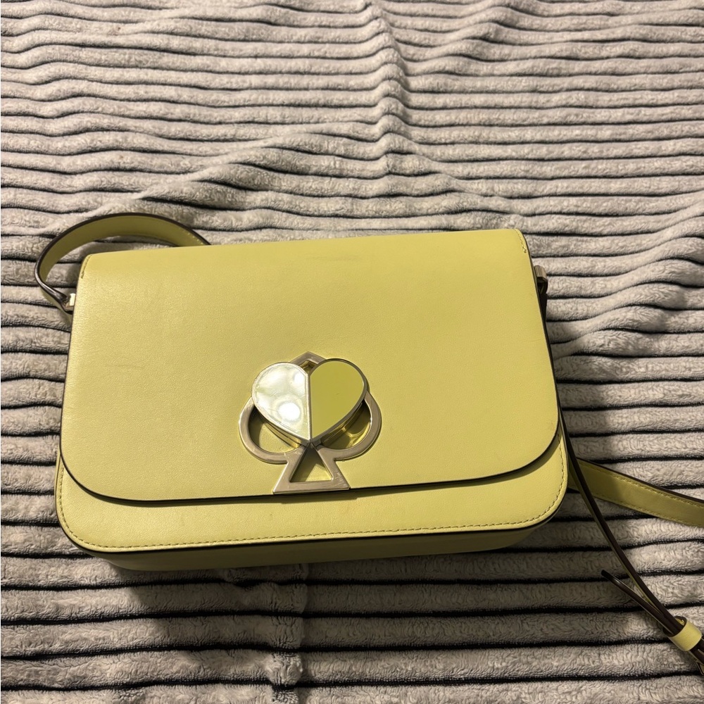 kate spade Lemon Yellow Leather Crossbody with Spade Logo